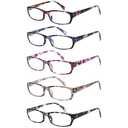 Kerecsen Reading Glasses 5 Pairs Fashion Ladies Readers Spring Hinge with Pattern Print Eyeglasses for Women 1.25