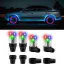 CARFIB 4 Pcs Car Tire Valve Lights LED Colorful Wheel Light Rechargeable USB Tire Vlave Stem Cap Flash Sensor Warning Lighting for Car Truck Bicycle Motorcycle Waterproof