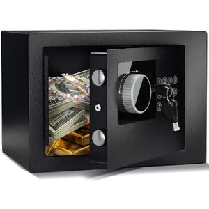 Digital Electronic Money Safe, Steel Security Lock Box with Keypad, Office Hotel Business Jewelry Gun Cash Safe, 0.23 Cubic Feet, 9.06" W x 6.69" D x 6.69" Hblack