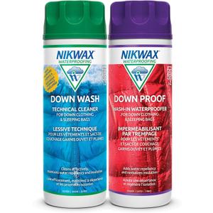 Nikwax Down, Down DUO-Pack, 300ml, Wash-In Cleaning and Waterproofing adds DWR Water Repellency to Down Filled Jackets, Outerwear, Sleeping Bags, Restores and Protects Insulation and Loft