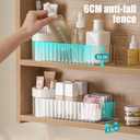 Medicine Cabinet Organizer, Stackable Narrow Makeup Organizer with Brush Holder, Mirror Cabinet Shelves for Kitchen, Bathroom Cabinet, Counter, Vanity (Transparent)
