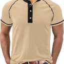 UOUA Mens Short Sleeve Henley Shirts Casual Comfortable Cotton T-Shirt Raglan Sleeve Summer Vintage Button Tops (XX-Large, 01 Dark Grey)