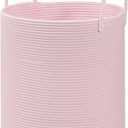 Cotton Rope Laundry Basket Hamper for Girls Kids Baby Nursery Hamper Bin Woven Blanket Basket for Living Room cute baby laundry basket Storage Basket for Nursery Toy Storage Bin&Box(Pink) (60L)