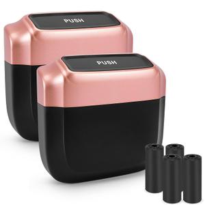 Car Trash Can with LidBuilt-in Storage Garbage Bag,Leakproof/Waterproof Garbage CanCar Organizer AccessoriesMini Trash Bin for Car, Home, Office with 60pcs Trash Bags (2 PACK, PINK)
