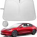 Car Windshield Sunshade for Tesla Model 3/Y Customized, Tesla Model 3/Y Accessories 2025 Foldable Front Window Sunshade, Upgraded UV Protection Fabric