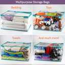 Clear Vinyl Zippered Storage Bags (3-Pack) 40L Sturdy Storage Bags for Sweaters, Blankets, Comforters, Bedding Sets and Much More! (Turquoise, 18x15x9)