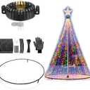 Lettry Flag Pole Christmas Tree Kit, Include Flag Pole Mega Topper Light Hook, Heavy-Duty Metal Hoop, Telescoping Flagpole Tree Light Hanging Set for Xmas Outdoor Patio Yard, Not Include Lights