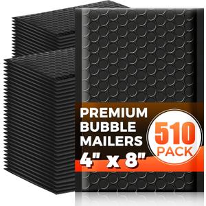 510-Pack Bubble Mailer 4'' x 8'' - Self-Sealing Waterproof Small Mailing Envelopes Padded Lightweight Shipping Bags for Accessories, Small Parts, Jewelry, Trading Cards, Compact Items 4x7 Usable Space