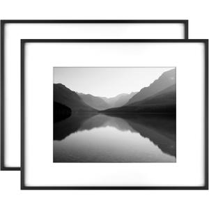 MCS Master & Co. Foundry Metal 16x20 Matted Picture Frame with 11x14 Photo Display, Black Vertical & Horizontal Wall Hanging Frame for Photos & Artwork (2-Pack)
