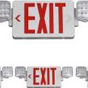 TANLUX Red Exit Sign with Emergency Lights, LED Emergency Exit Light with Battery Backup, UL Listed, AC 120/ 277V, Commercial Emergency Lights Combo for Business - 4 Pack