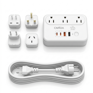 CNAOA 220V to 110V Voltage Converter, 350W Pure Sine Wave Voltage Converter US to Europe with 35W PD 2 Type C & 2 USB A Port, International Power Converter Combo Plug for International Travel White-B