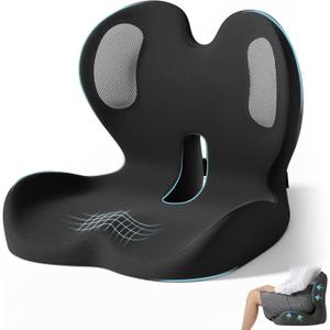 Ergonomic Seat Cushion,Office Chair Cushion with Lumbar Support Pillow,Car Orthopedic Seat Cushions,Designed for Sciatica,Tailbone,Back Pain Relief,for Office,Car,Truck,Home,Desk Chair