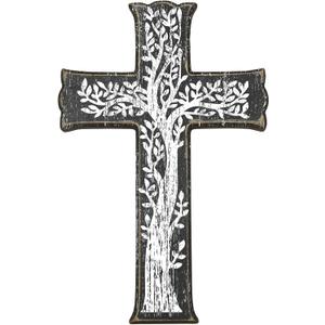 HIWGGSP 6.5" x 10" cross wall decor - Trees - Christian Wooden Cross, tabletop & wall decoration, suitable for farmhouses, homes, Easter, indoor and outdoor hanging decoration (1 PCS) - A04