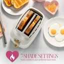Paris Hilton 2-Slice Toaster, Extra-Wide Slots, 7 Browning Settings, Bagel & Defrost Functions, Removable Crumb Tray, White