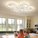 Shine LUEST Modern LED Ceiling Light, Dimmable LED Chandelier Flush Mount Ceiling Lights, Remote Control Acrylic Ring Ceiling Lamp Fixture for Living Room Dining Room Bedroom (White, 8 Rings)