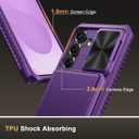 Vihibii for Samsung Galaxy S25 Wallet Case, Built-in Card Holder (4 Cards), [RFID Blocking] & Slide Camera Cover, Military Grade Drop Protection, Rugged Case for Samsung Galaxy S25 6.2", Dark Purple