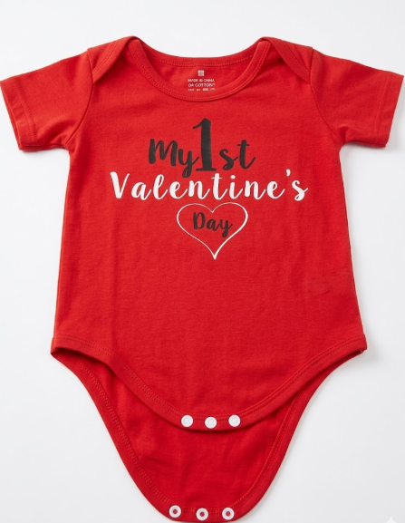 My 1st Valentine Day Newborn Baby Boys Bodysuits Girls Unisex Cute Funny Infant Romper, Size 80