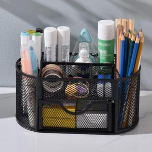 Mesh Desk Organizer, Basics Pen Holder and Desk Organizer with Compartments, Desk Accessories & Workspace Organizers for Office School Home Supplies Teacher Students