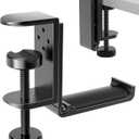 New Foldable Headphone Stand Hanger Holder Aluminum Headset Soundbar Stand Clamp Hook Under Desk Space Save Mount, Universal Fit Gaming Headphones, Black