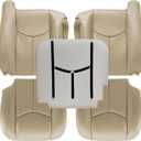 NLQR Tan Driver & Passenger Bottom & Top Lean Back Replacement Leather Seat Covers & Driver Side Foam Cushion fit for Chevy GMC Tahoe Suburban Avalanche Yukon Silverado Sierra 2003 2004 2005 2006