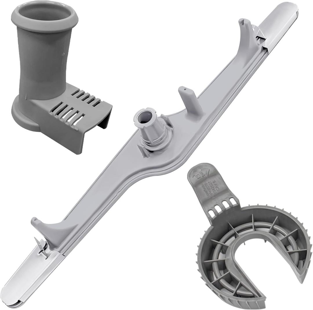 154568002 Dishwasher Lower Spray Arm Assembly with 5304518968 Support & 5304506518 Trap Drain Filter Replacement for Frigidaire Electrolux Kenmore Dishwasher 1545680 5304517203 154568001 154414101
