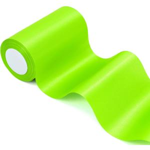 6 inch x 24 Yards Long Fluorescent Green Satin Ribbon, Wide Solid Fabric Ribbons Roll for Christmas Indoor Outdoor Party Decoration, Birthday Baby Shower, Gift Wrapping, Craft Bow, Chair Sash