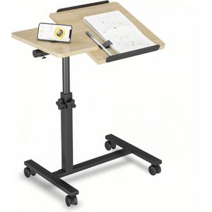 Adjustable Over Bed Table with Wheels Laptop Stands Couch Tray Table Hospital Desk Side Tray Tables Office Carts & Stands-Log, ab440-log