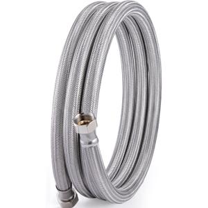 Short Garden Hose, 10ft x 5/8" ID Leader Hose with 3/4 GHT Female to Female Brass Connector, 304 Stainless Steel Heavy-Duty Water Hose for Garden Watering Car Pet Cleaning (OD 15/16")