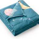 Mr. Sandman Weighted Blanket 3 Pounds Washable, Best for 20-40lb Breathable Cotton Heavy Blanket with Nontoxic Glass Beads - 36" x 48" Star Moon Blue