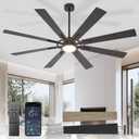 Large Ceiling Fans with Lights: Modern 72 Inch 8 Blade Outdoor Ceiling Fan with Remote APP Control - Dimmable Black Big Fan light Indoor Reversible 6 Speed Quiet DC Motor