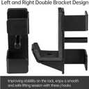 J Hooks for 2" x 2" Power Rack, Rubber Pad J-Hook for Power Cage, Bottom Reinforced Steel J Cups for Squat Rack, Heavy Duty Barbell Holder, Black