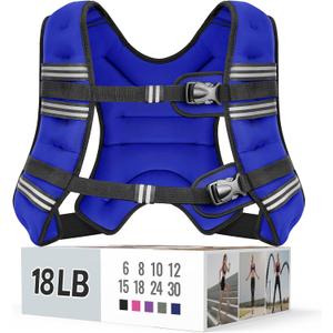 Weighted Vest for Women & Men with Reflective Stripe and Adjustable Buckle, Comfortable & Durable Rucking Vest for Walking, Running & Strength Training (18 lb, Blue)