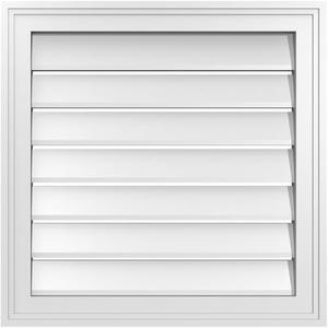 22"W x 22"H Rectangle Surface Mount PVC Gable Vent: Functional, w/ 1-1/2" x 2" Brickmould Frame
