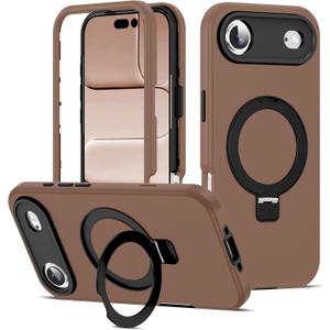 DuiDuiQ Compatible with iPhone 17 AIR Case 6.5''with Magnetic Ring Stand [Military Drop Protection][Compatible with Mag-Safe] 17 Air Phone Case for Men Wowen,Brown