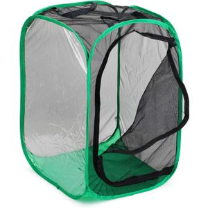 RESTCLOUD 36" Large Monarch Butterfly Habitat, Giant Collapsible Insect Mesh Cage Terrarium Pop-up 24 x 24 x 36 Inches (Black with Green)