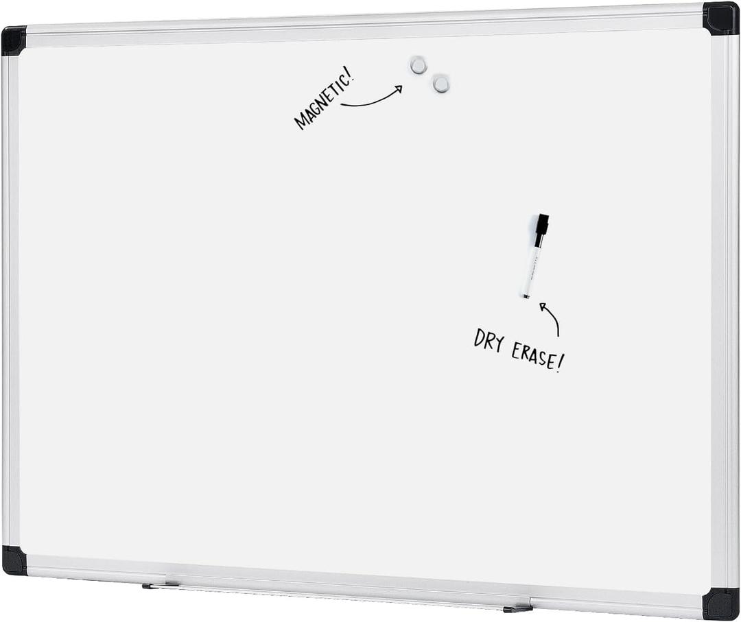Amazon Basics Magnetic Dry Erase Whiteboard, 36 x 48-inch, Aluminum Frame, Silver/White, Easy to Install
