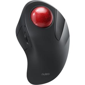 Nulea Wireless Ergonomic Trackball Mouse, Rechargeable, Bluetooth Rollerball Mouse, 44mm Index Finger Trackball, 5 Adjustable DPI, Compatible with PC, Laptop, Mac