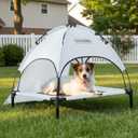 S/M/L Outdoor Elevated Dog Cot with Canopy & Side Shade for Camping Small Medium Dogs (Carry Bag), Portable Cooling Raised Dog Bed