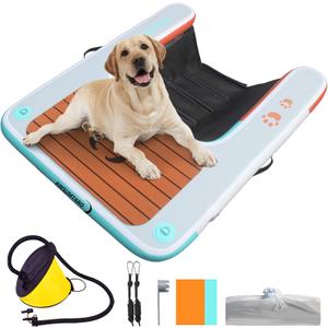 Inflatable Dock, Load-Bearing 200 pounds, Dog pet ramp, Suitable for Swimming Pools, Boat Docks, Lakes, Beach use Water Sports Platform.