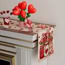 2 x XCHI Roses Flowers Love Hearts Vase Valentines Day Table Runner Table Decoration for Party Home Kitchen Dining Dinner Holiday Decor 13x90 Inch