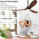 QUTWOB 52" Wood Ceiling Fans with Lights and Remote Control,Indoor Outdoor 3 Blades Wooden Ceiling Fan for Garage,Patio,Living Rooms,Bedrooms,Offices,Farmhouse(Black+Dark Walnut)