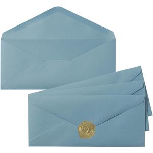 Toperd 50 Count #10 Business Envelope with Gold Stickers for Office, Business, Letter Mailing, 4.13 x 9.49 Inches (Dusty Blue)