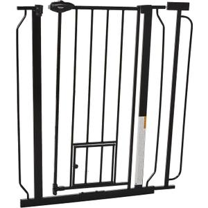 Carlson Extra Tall Walk Through Pet Gate with Small Pet Door, for Openings 29"-39" Wide,Includes 4-Inch Extension Kit, 4 Pack Pressure Mount Kit and 4 Pack Wall Mount Kit, Black
