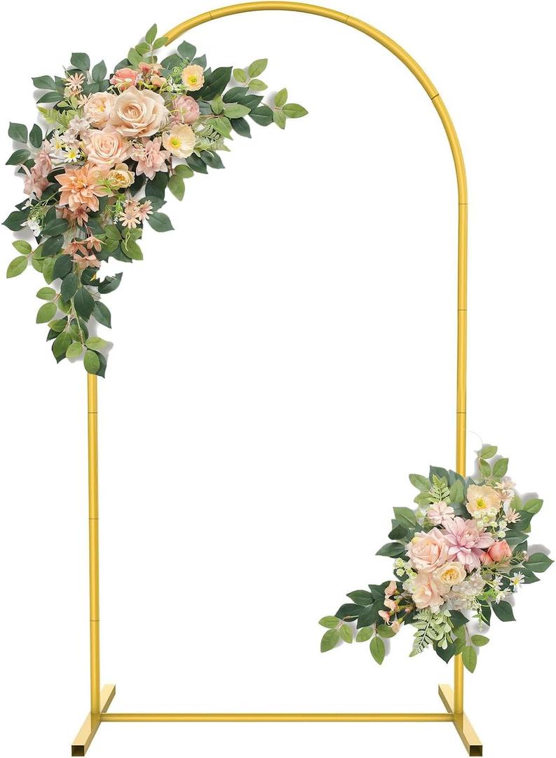 Metal Arch Backdrop Stand 6.6FT,GWEUZMALLGold Square Balloon Arch Stand for Wedding, Birthday, Baby Shower, Floral Garden Decoration