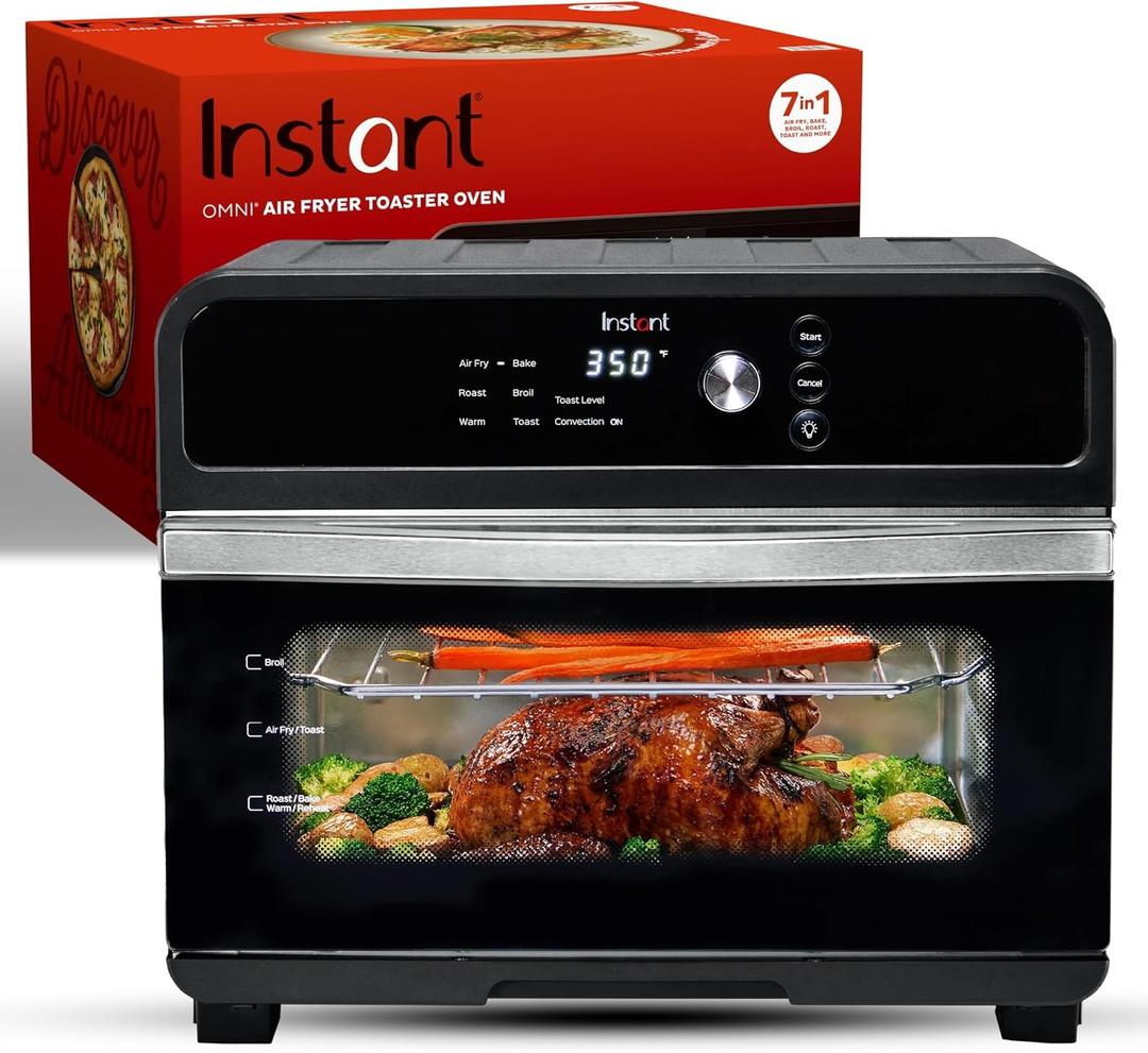 Instant Pot Omni 19QT/18L Toaster Oven Air Fryer, 7-in-1 Functions, Fits 12" Pizza, Crisps, Broils, Bakes, Roasts, Toasts, Warms, Convection, 100+ In-App Recipes, from the Makers of Instant Pot, Black