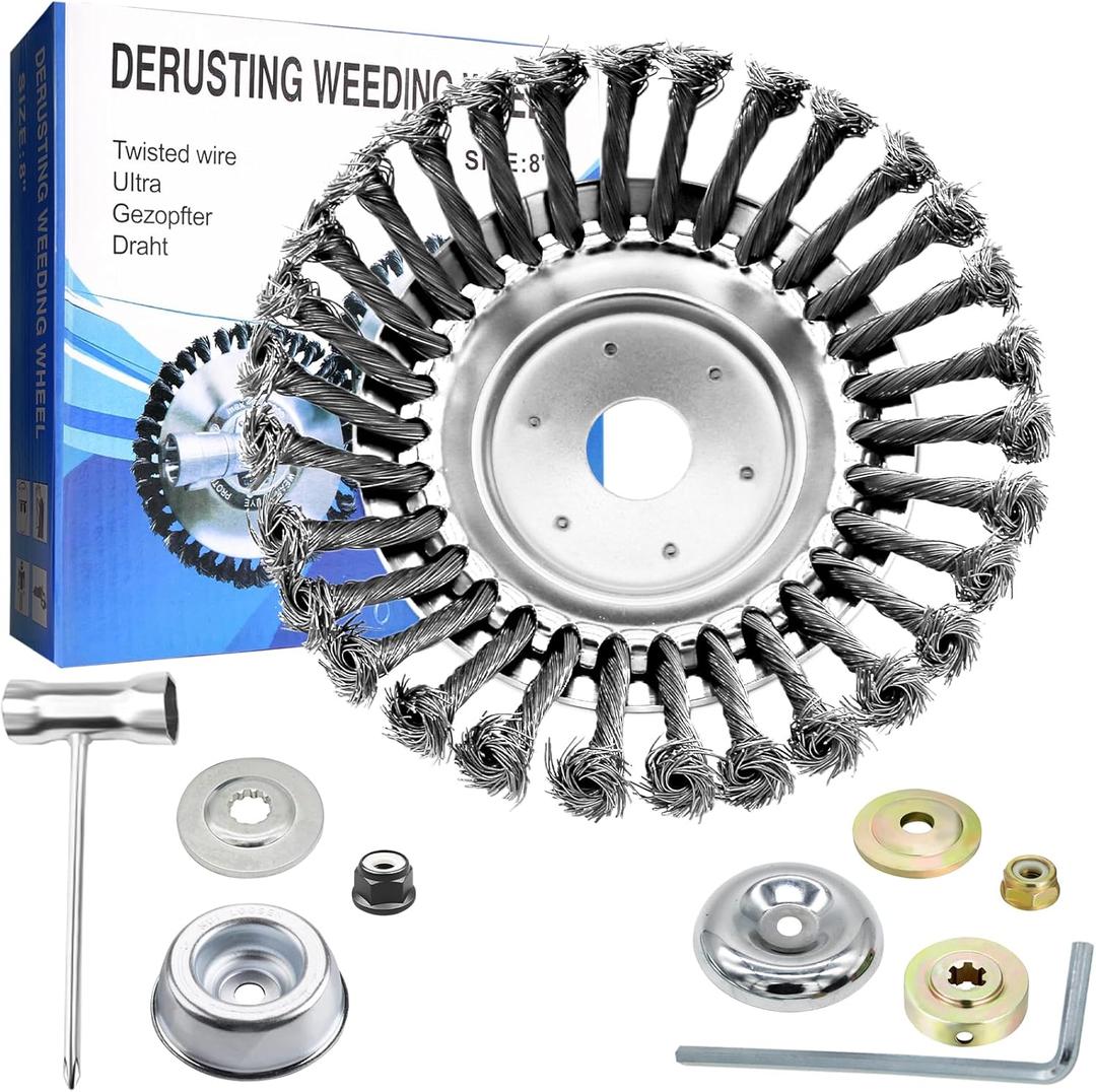 8 Inch Unbreakable Wired Trimmer Blade for Weed Eater, Steel Wire Rotary Brush Cutter Trimmer Head, Weed Eater Head for Moss Grass Rust Removal, Paving Stone, Pavement Joints or Driveway
