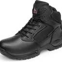 NORTIV 8 Mens Military Tactical Work Boots Side Zip Outdoor Hiking Leather Motorcycle Combat Boots (10, Black)