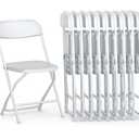 10 Pack Foldable Plastic Chair | Folding & Stackable | 350 lbs Capacity Steel Frame Seats for Indoor Outdoor | Commercial Use Events Wedding Party Bulk Picnic Kitchen Dining - White