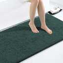 Smiry Luxury Chenille Bathroom Rugs 40x32, Extra Soft and Absorbent Shaggy Bath Mat, Machine Washable, Non-Slip Plush Carpet Runner for Tub, Shower, and Floor, Home Decor Accessories, Green