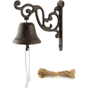 Outdoor Dinner Hanging Bell, Antique Cast Iron Bell Wall Mounted  Vintage Farmhouse & Garden Doorbell for Outside Front Door Garden Home Decor